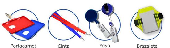 ID card accessories: lanyard, badge holder, yo-yo reel and armband