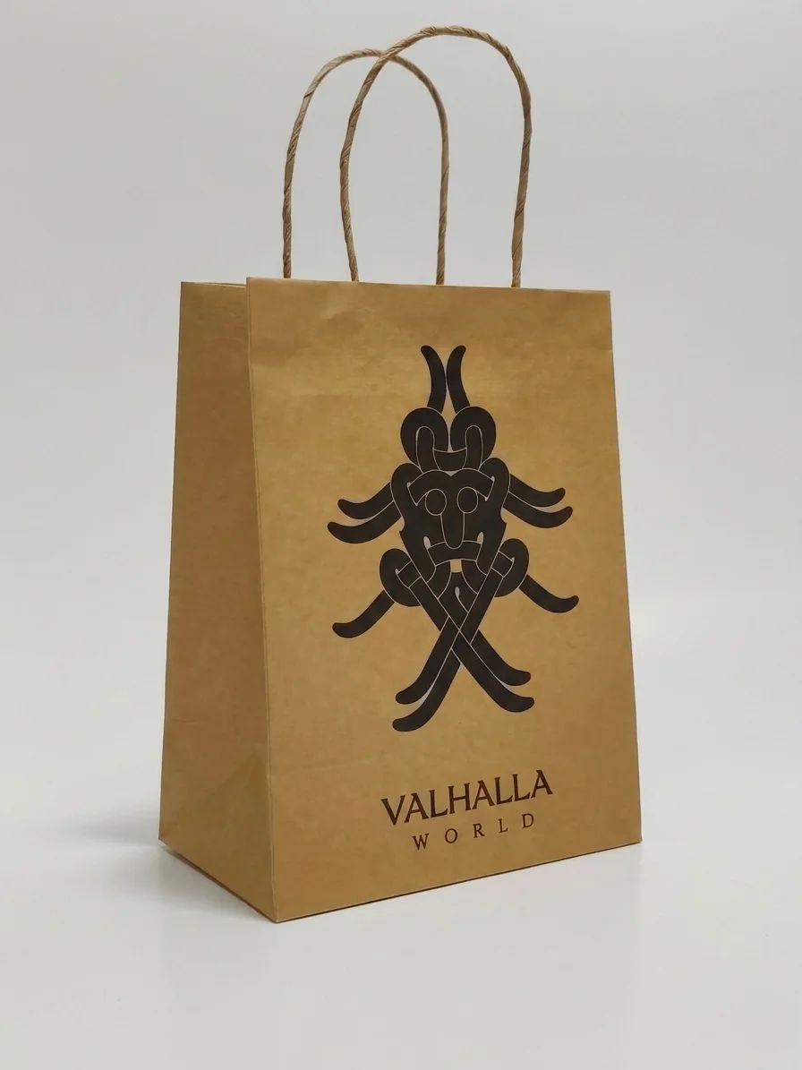 Custom printed paper bags made at Rocco Gráficas print shop in Medellín