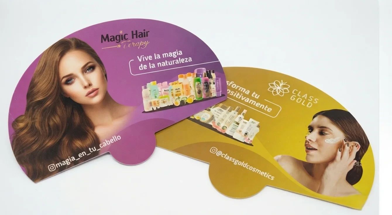 Custom hand fans printed at Rocco Gráficas · Medellín