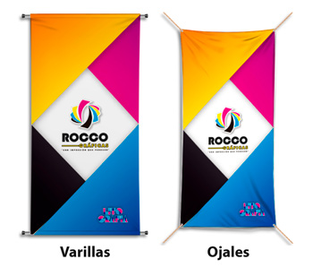 Ejemplos de pendones impresos en Rocco en Medellín